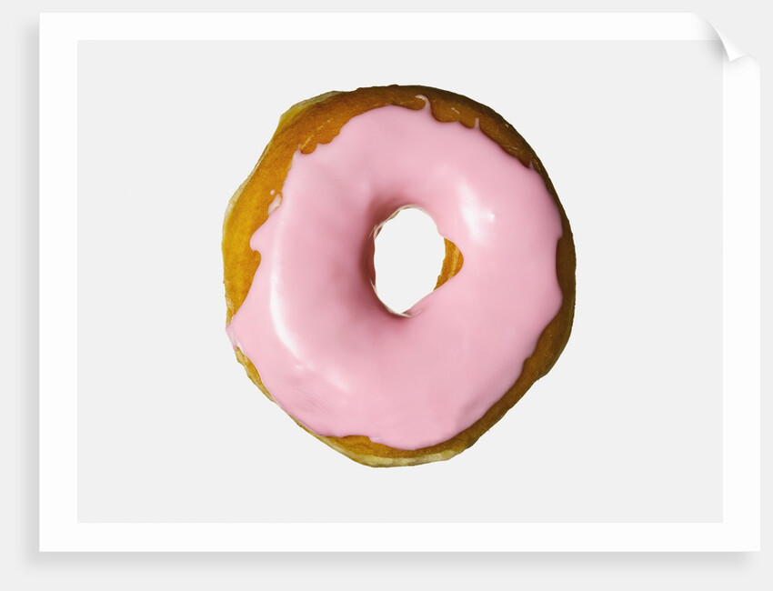 Donut with pink icing by Anonymous
