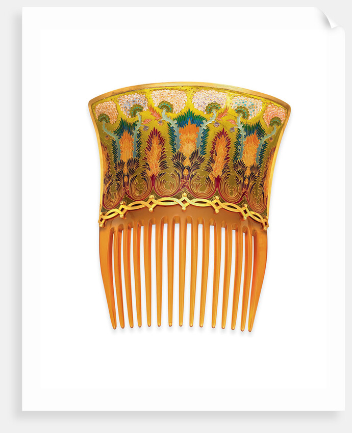 One of a pair of Art Nouveau tortoiseshell and enamel hair combs by Braquemond by Anonymous