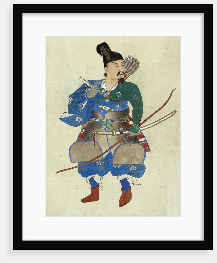 Japanese ink drawing of warrior archer by Anonymous