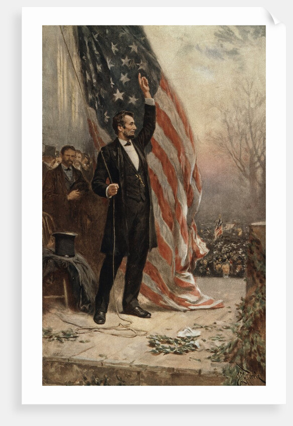 Abraham Lincoln with American flag by Anonymous