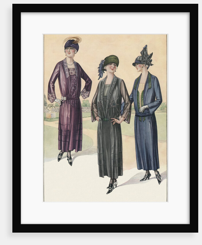 Three Women in Art Nouveau dresses by Anonymous