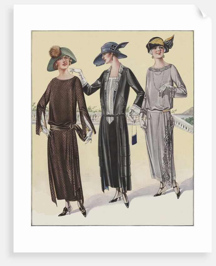 Three Women in Art Nouveau dresses by Anonymous