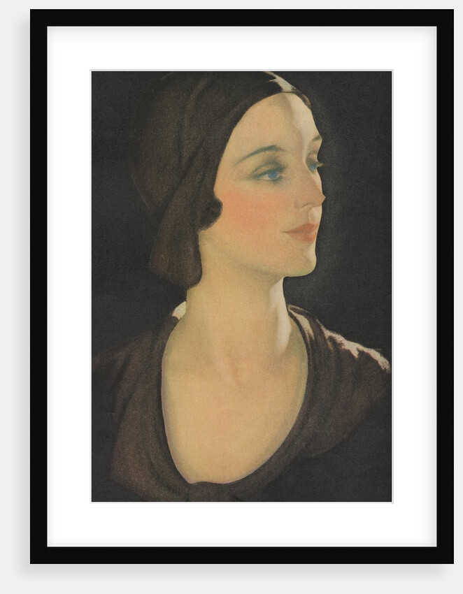 Profile of woman wearing cloche hat by Anonymous