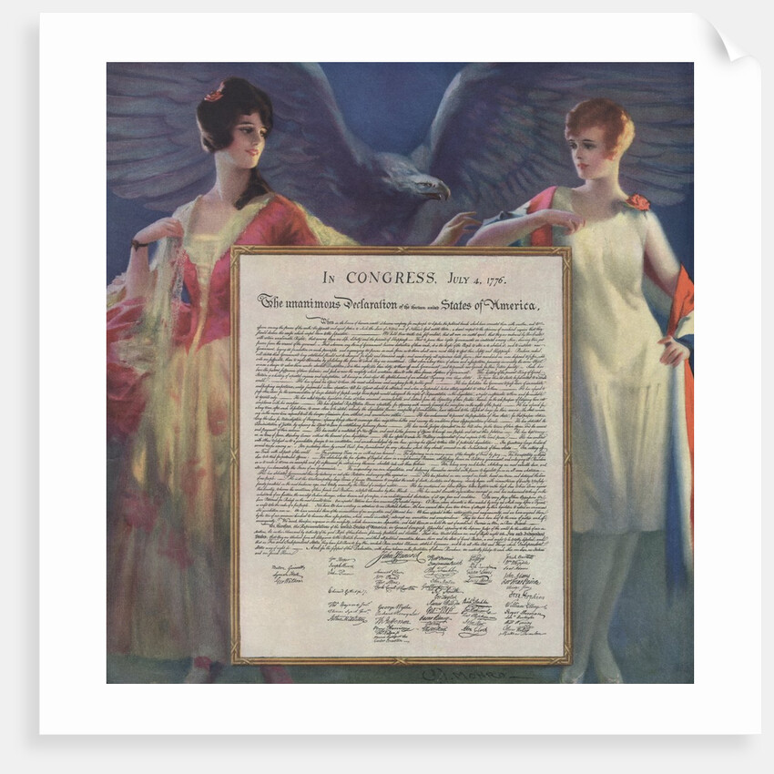 Lovely ladies guarding Declaration of Independence by Anonymous