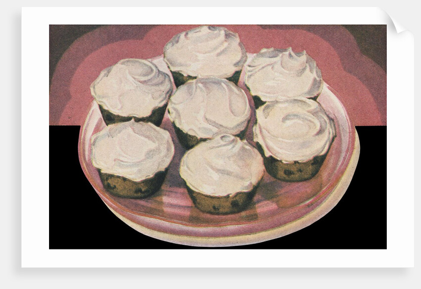Cupcakes with vanilla frosting by Anonymous