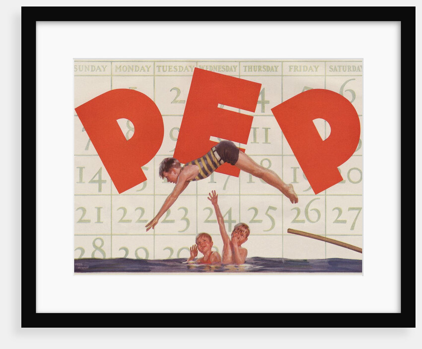 Pep advertisement with diving boy by Anonymous