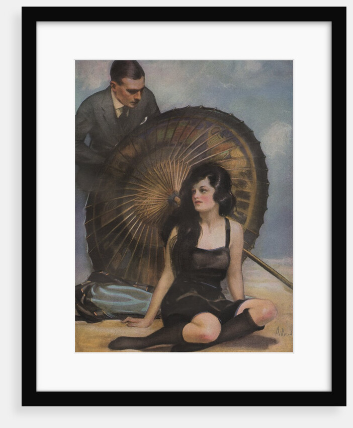 Woman and man with Japanese parasol by Anonymous