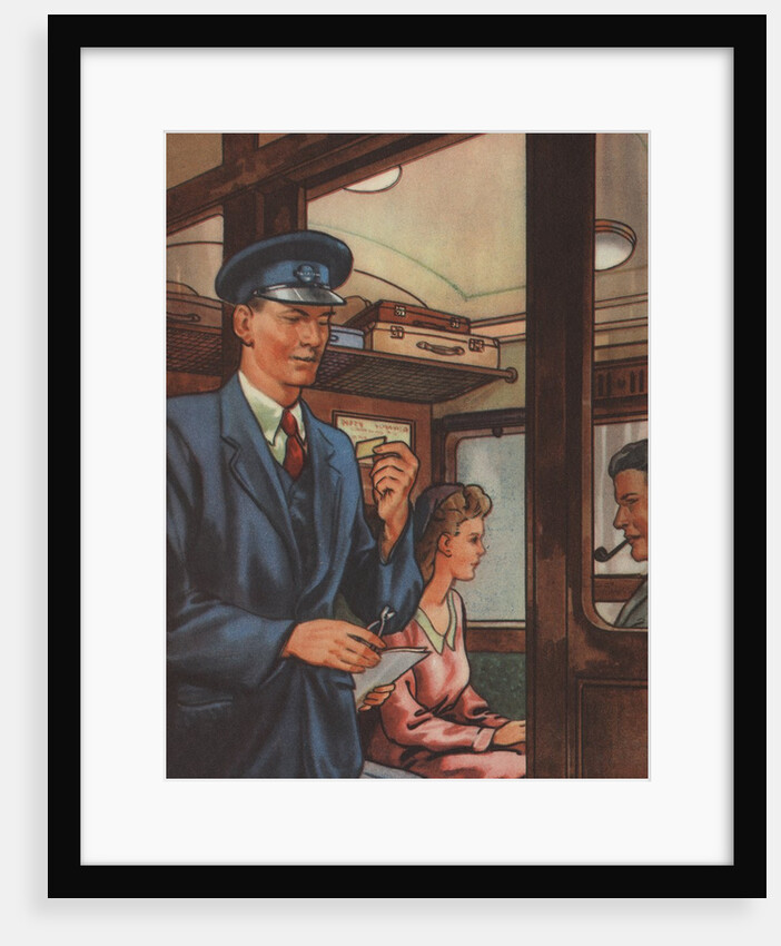 Inspector of tickets conducter on train by Anonymous