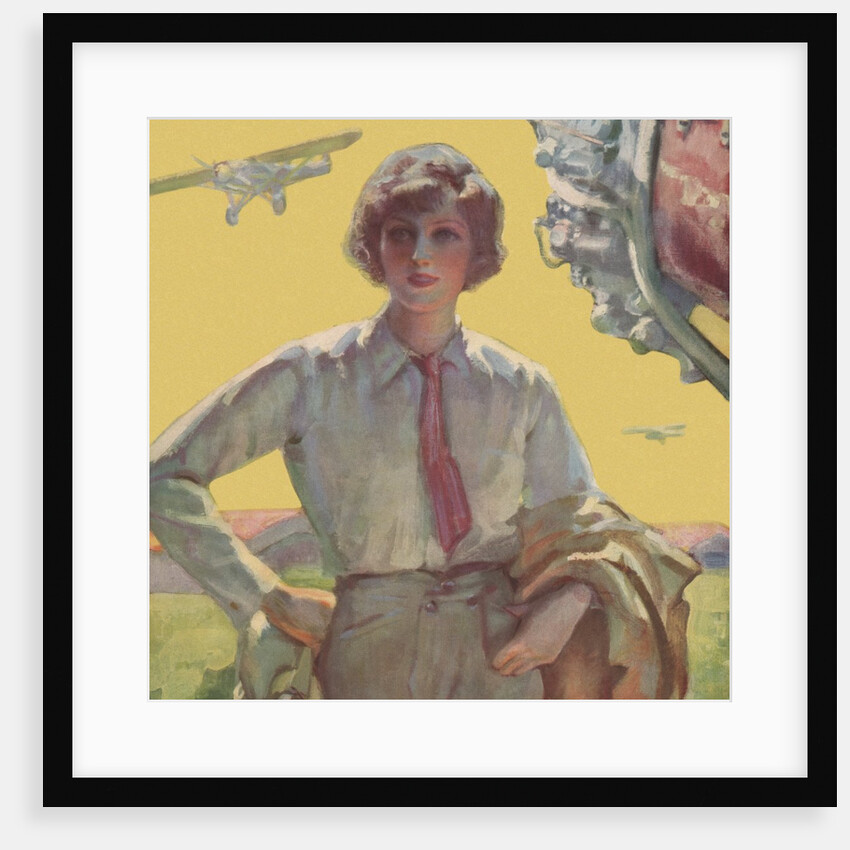 Woman with airplane by Anonymous