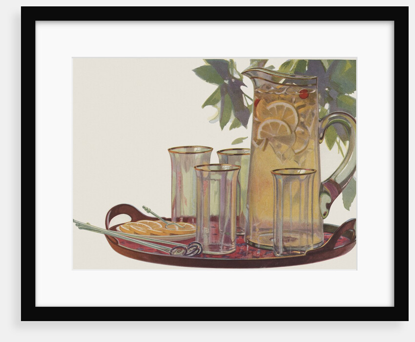 Pitcher of lemonade and glasses by Anonymous