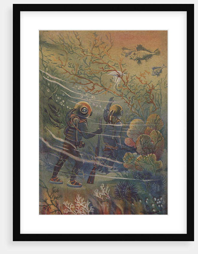 Illustration of divers underwater by Anonymous