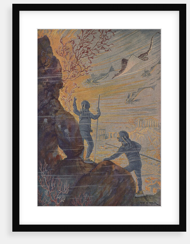 Illustration of divers discovering lost city by Anonymous