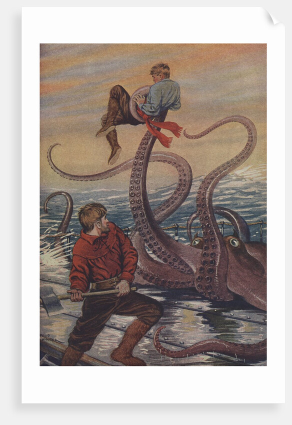 Illustration of octopus attacking sailor by Anonymous