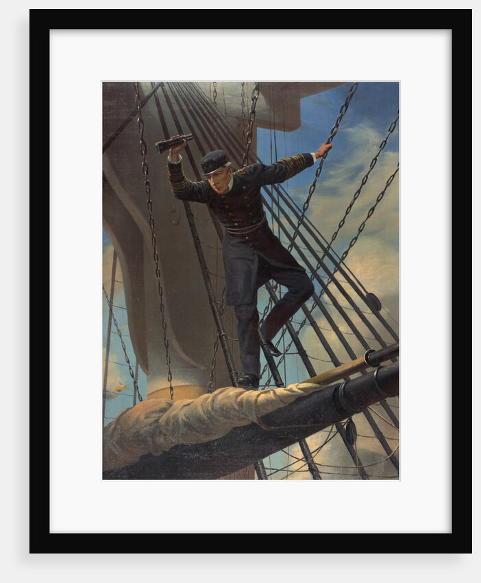 Admiral David Farragut lashed to upper mast during Battle of Mobil Bay by Anonymous