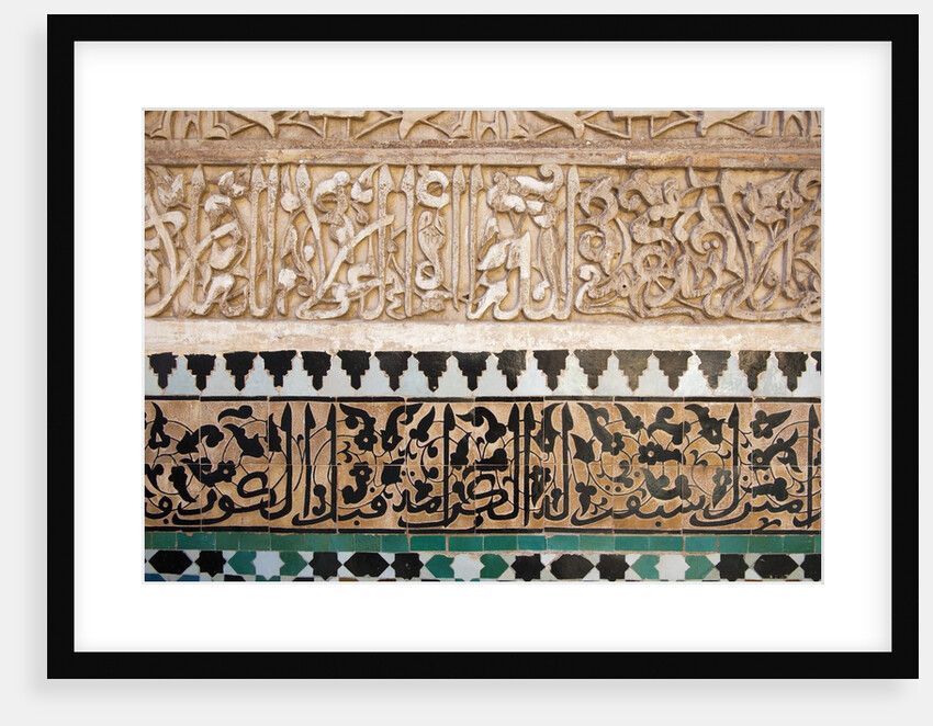 Stucco and mosaic decoration at Ali ben Youssef Medersa in Marrakech by Anonymous
