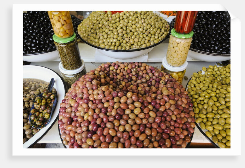 Olive stand in a souk in the medina in Marrakech by Anonymous
