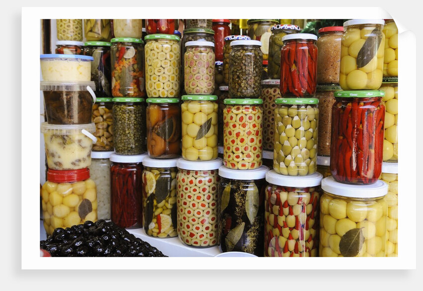 Olive stand in a souk in the medina in Marrakech by Anonymous