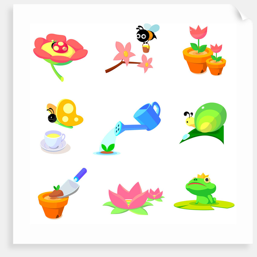 Flowers and animals found in garden by Anonymous