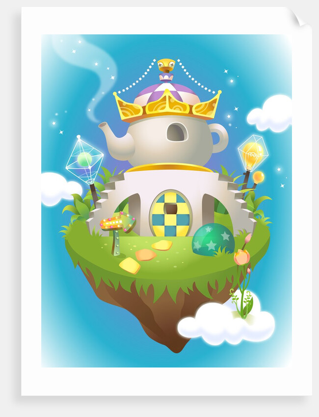 Crown on a teapot shaped house by Anonymous