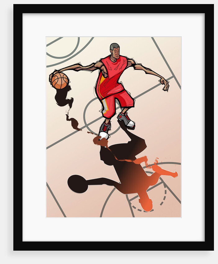 Basketball player dribbling ball by Anonymous