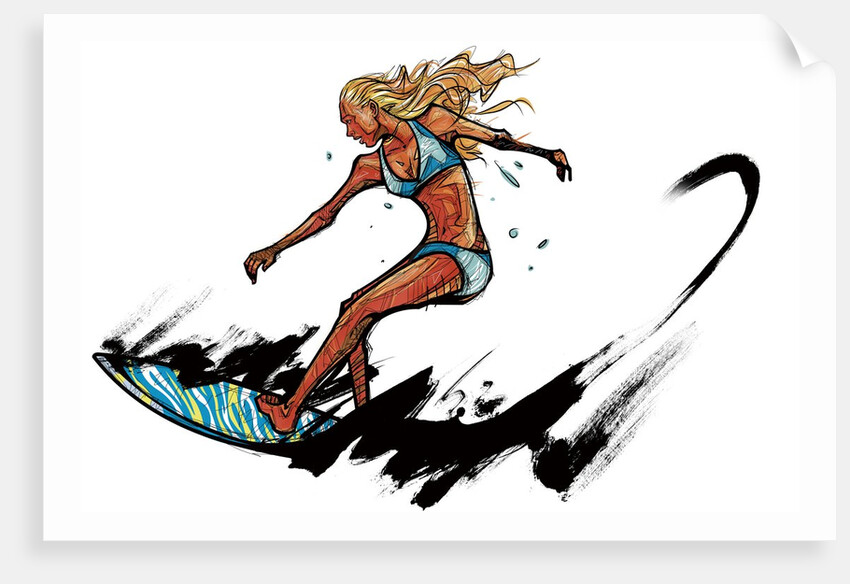 Woman surfing by Anonymous