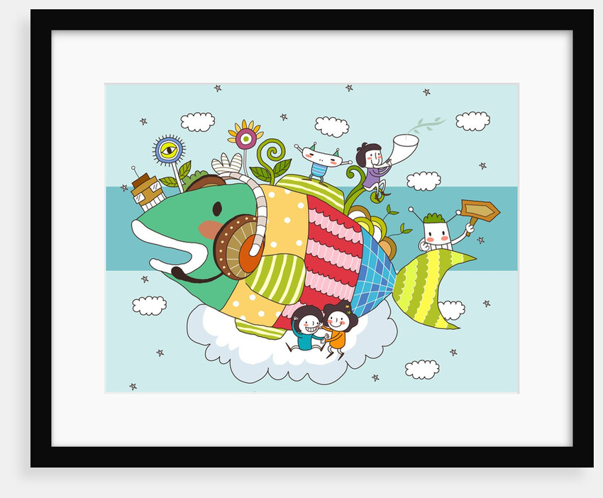 Children playing with fish by Anonymous