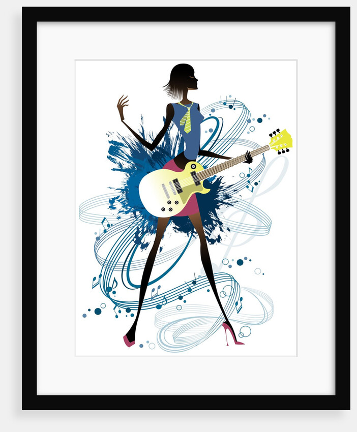 Young woman holding guitar by Anonymous