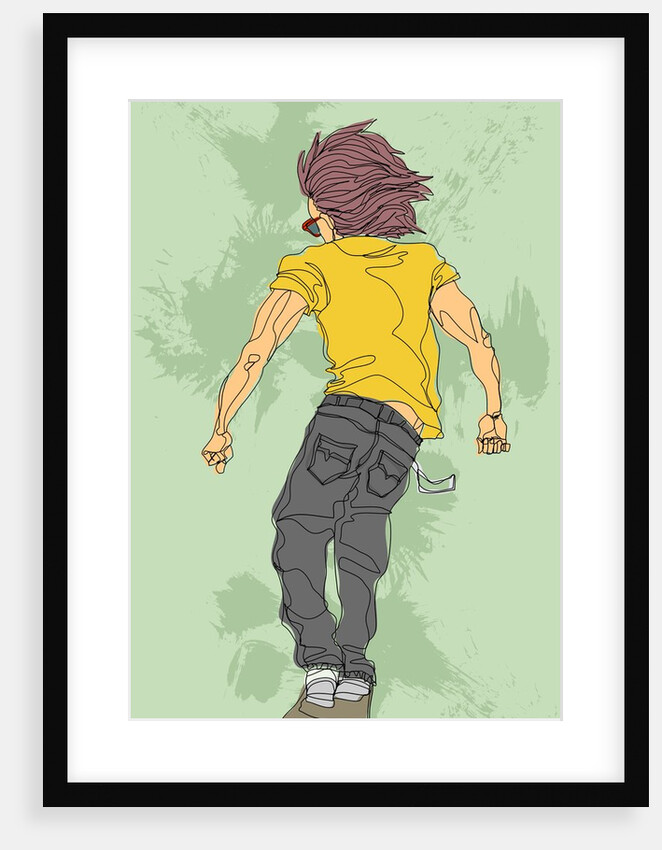 Rear view of young man skateboarding by Anonymous