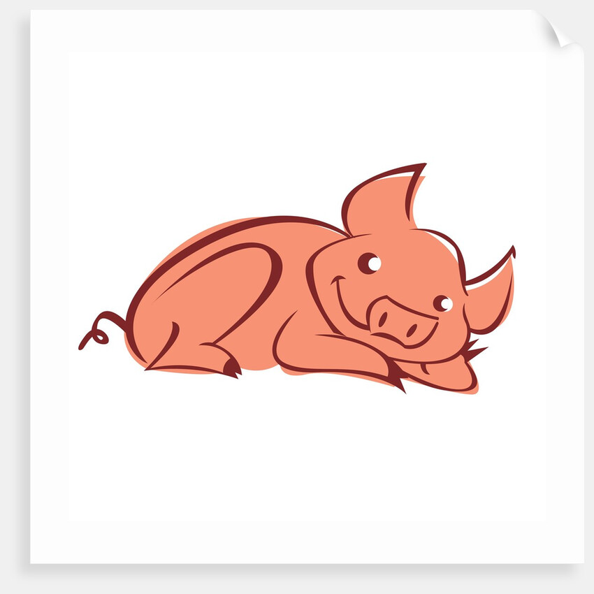 Pig Laying Down by Anonymous