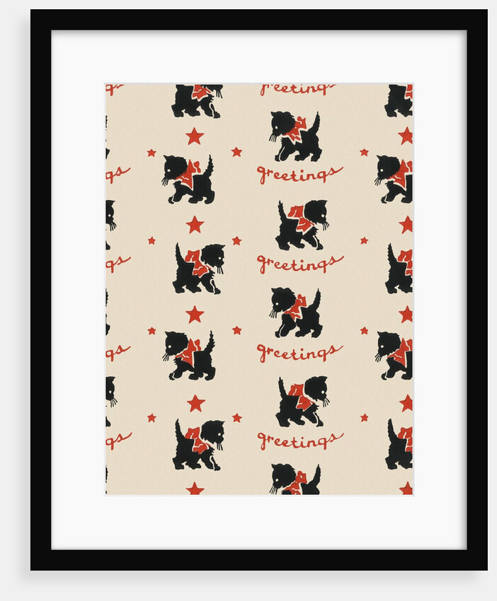 Greetings pattern with black cat by Anonymous