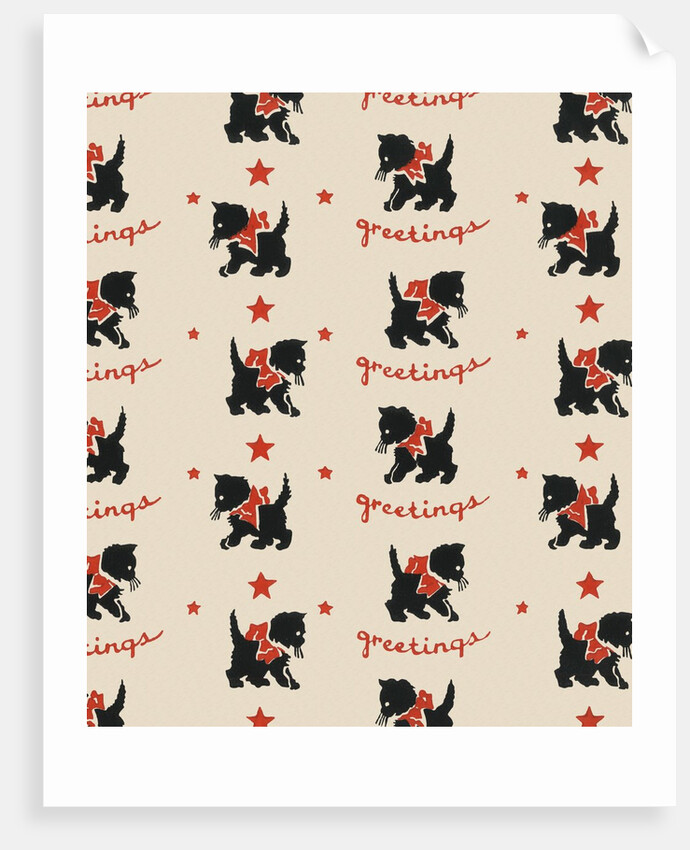 Greetings pattern with black cat by Anonymous