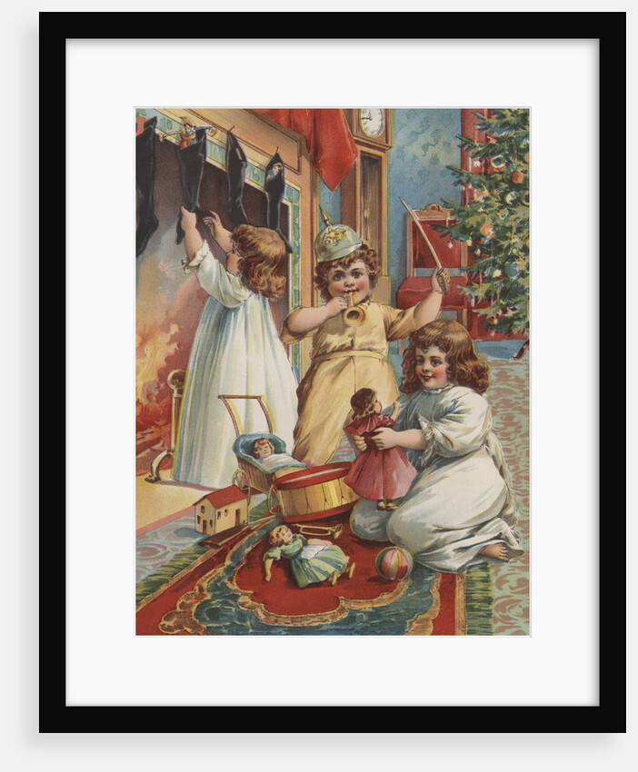 Children playing on Christmas morning by Anonymous
