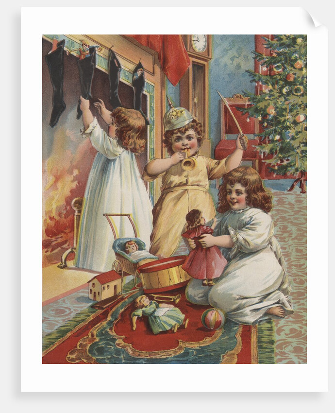 Children playing on Christmas morning by Anonymous