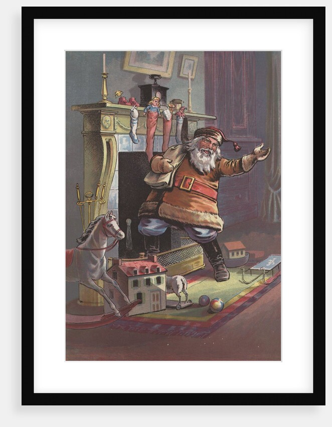 Santa Claus going up chimney by Anonymous