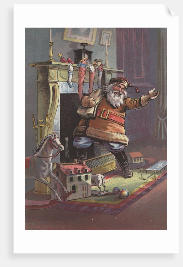 Santa Claus going up chimney by Anonymous