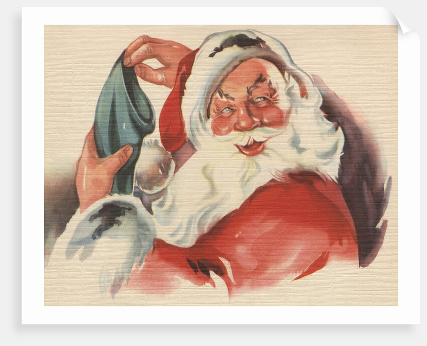 Santa Claus filling Christmas stocking by Anonymous