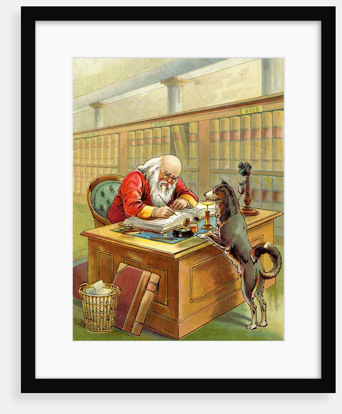 Santa Claus writing naughty and nice list by Anonymous