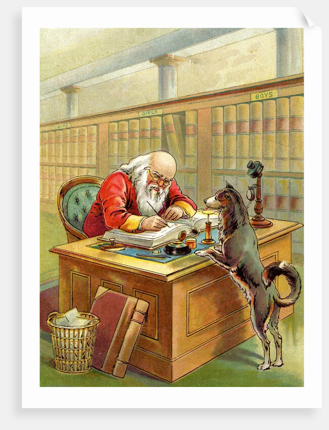 Santa Claus writing naughty and nice list by Anonymous