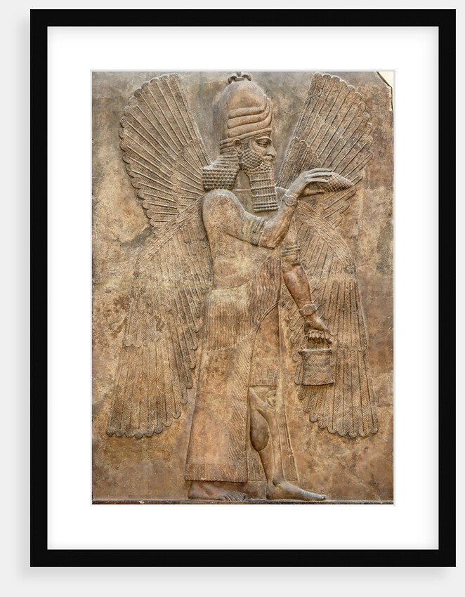 Assyrian relief of winged genie by Anonymous