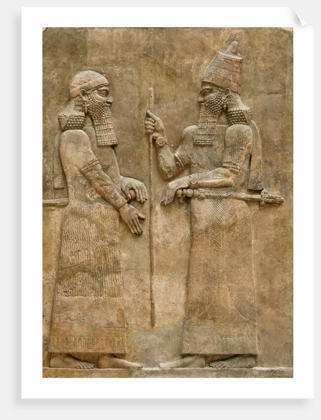 Assyrian low-relief of Sargon II and dignitary by Anonymous