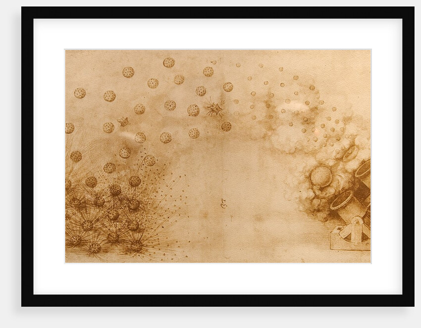 Sketch of a mortar for fragmentation bombs by Leonardo da Vinci