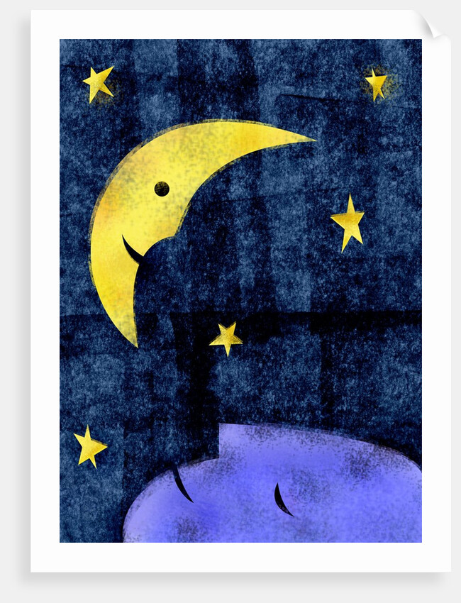 Crescent moon and sleeping man by Anonymous