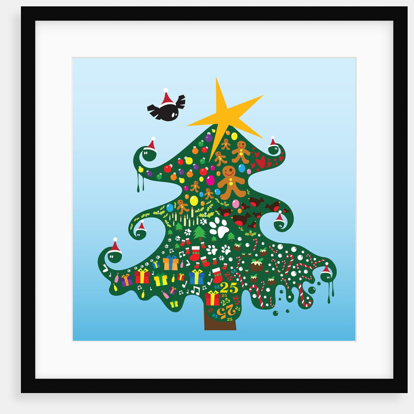 Decorated Christmas tree by Anonymous
