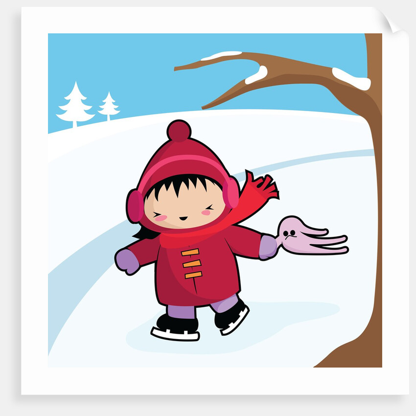 Little girl ice skating by Anonymous