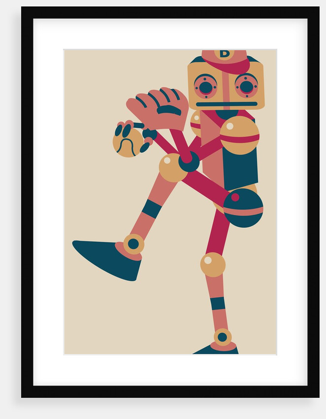 Robot pitching a baseball by Anonymous
