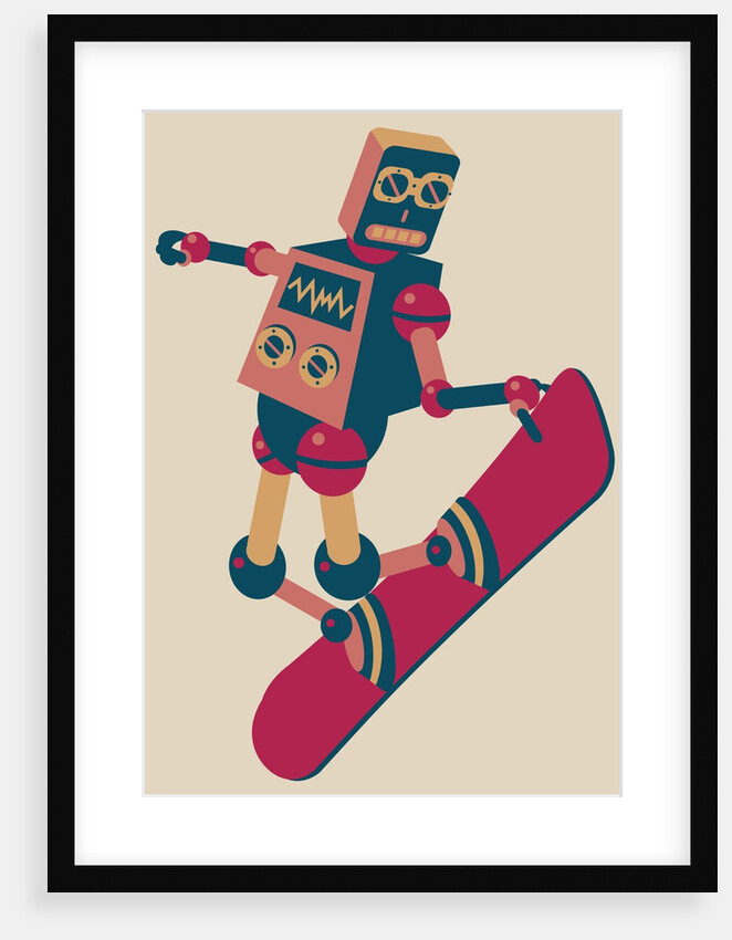 Robot riding a snowboard by Anonymous