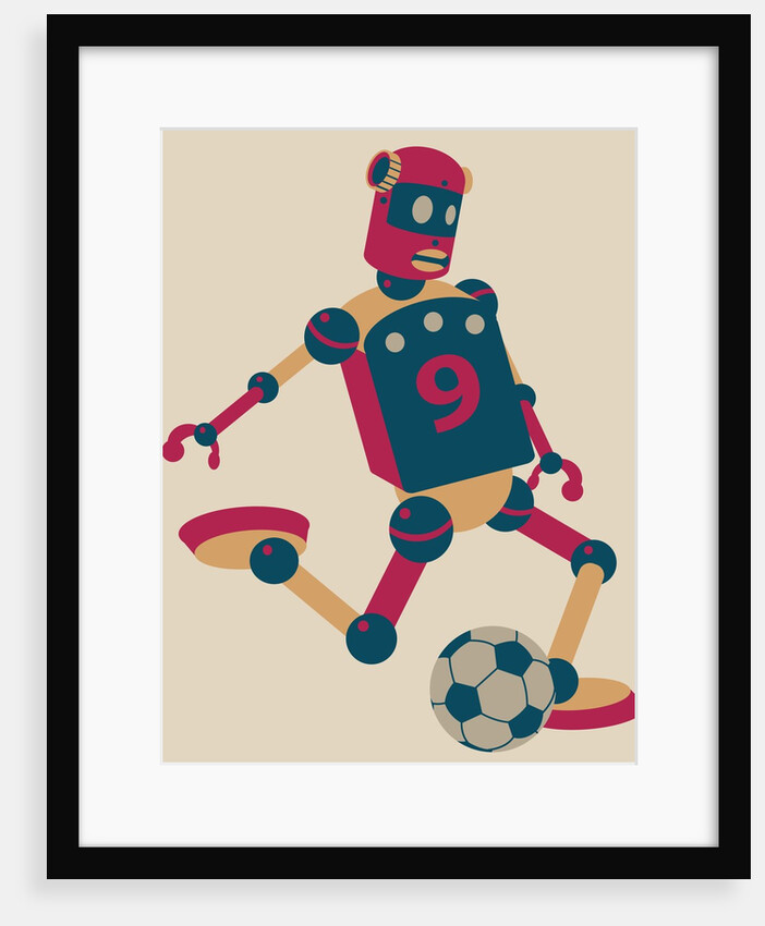 Robot playing soccer by Anonymous