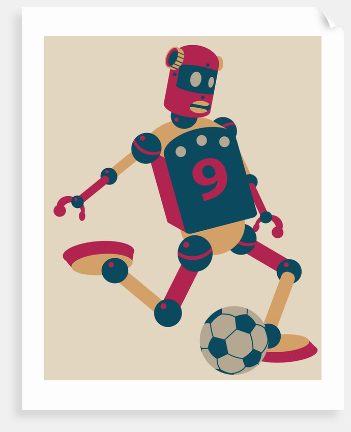 Robot playing soccer by Anonymous