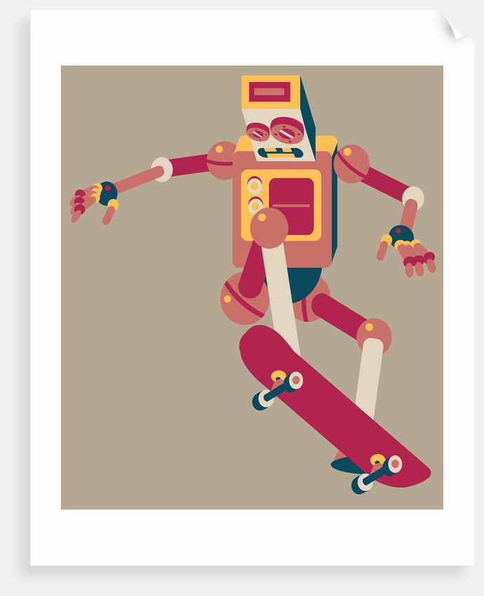 Robot doing trick on a skateboard by Anonymous