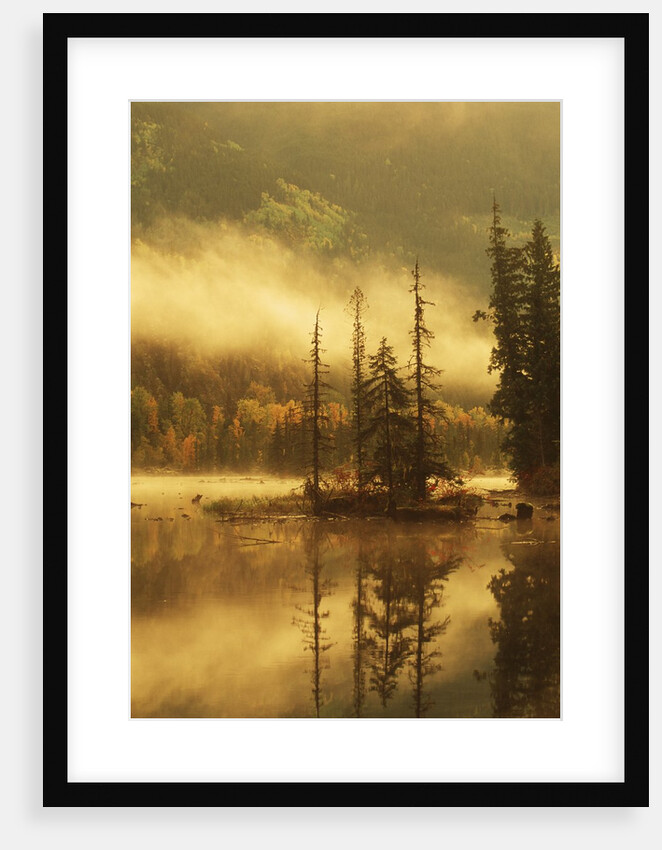 Nisga'a Lava Bed Memorial Provincial Park, Lava Lake in Autumn Mist, Nass River Valley, British Columbia, Canada. by Anonymous